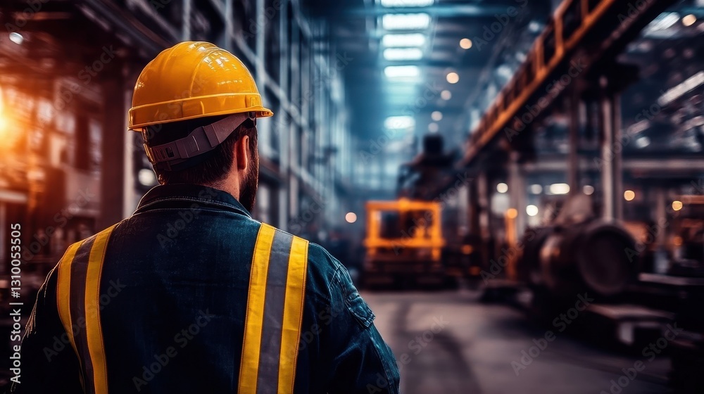 Engineer overseeing operations in heavy machinery environment. Engineer overseeing operations in heavy machinery environment.