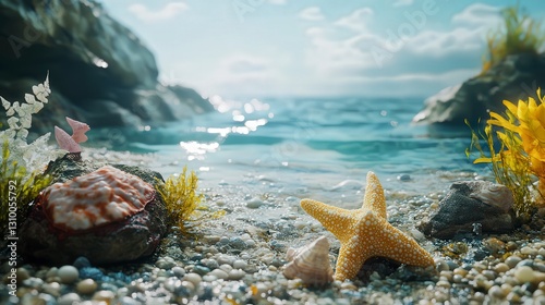 Fototapeta Naklejka Na Ścianę i Meble -  coral blue water background, underwater life, underwater scenery, blue water background