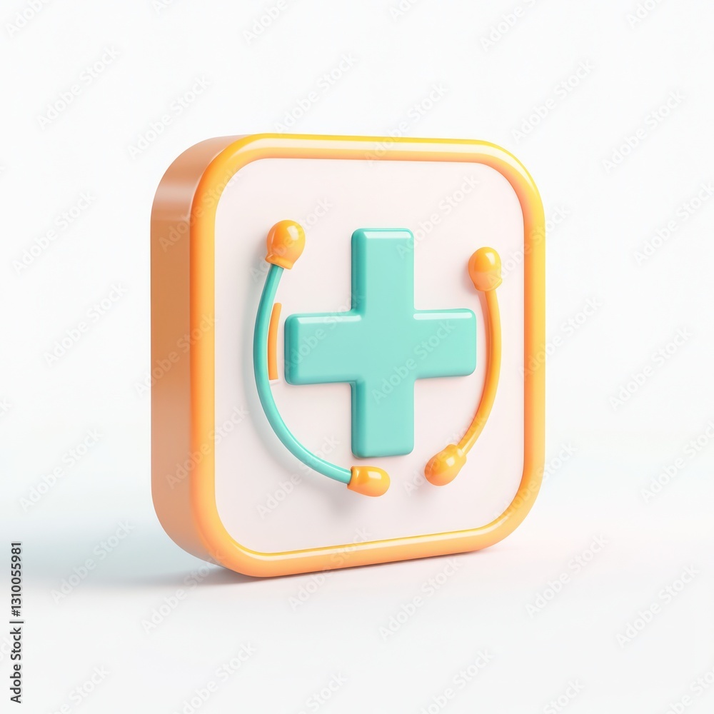 Fototapeta premium Wellness sign, soft edges, medical clarity, structured for care.