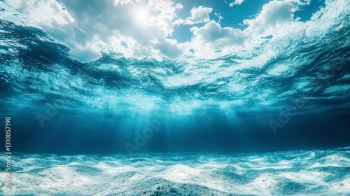 Fototapeta Naklejka Na Ścianę i Meble -  coral blue water background, underwater life, underwater scenery, blue water background