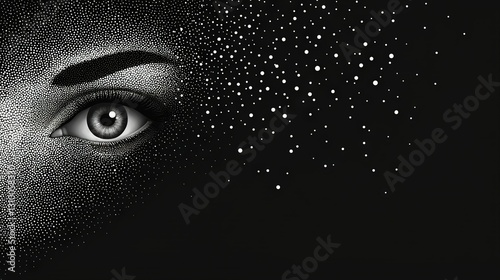   A zoom-in of an individual's eye exhibiting multiple white spots on its periphery