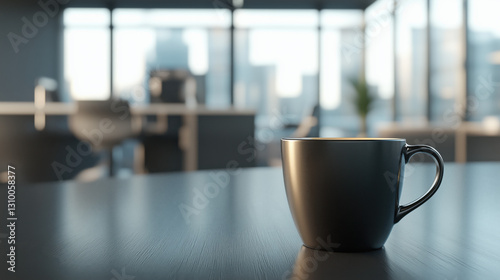 Wallpaper Mural Side View of a Steaming Black Coffee Cup on a Modern Office Desk with Blurred Background and Ample Space for Text or Promotional Messaging copy space Torontodigital.ca