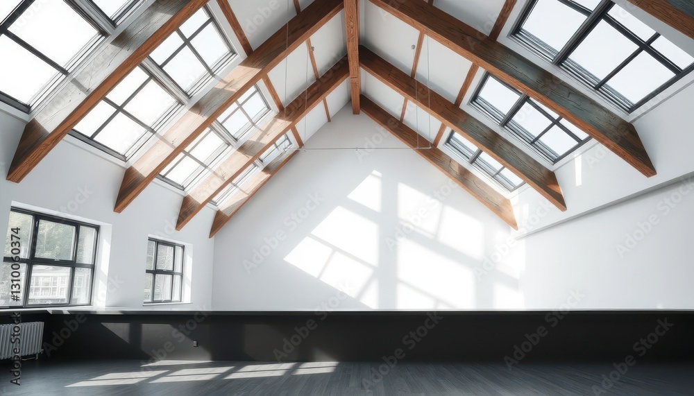 Modern architectural space with skylights bright interior minimalist design open environment aesthetic viewpoint Modern architectural space with skylights bright interior minimalist design open environment aesthetic viewpoint