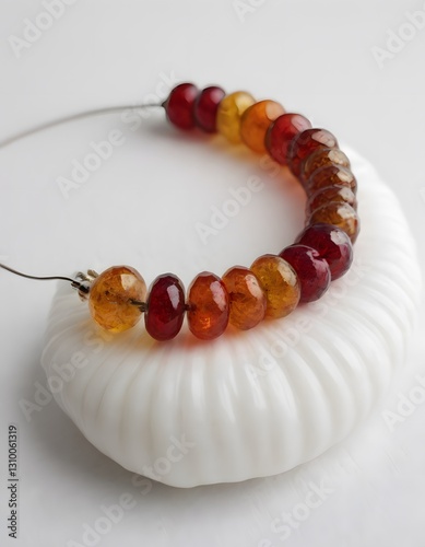 A stunning, intricate amber necklace with multicolored beads