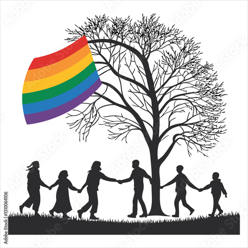 silhouette International Day Against Homophobia, Transphobia and Biphobia on white background