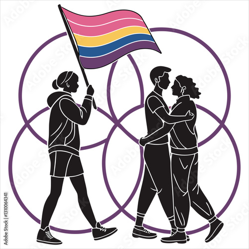 silhouette International Day Against Homophobia, Transphobia and Biphobia on white background