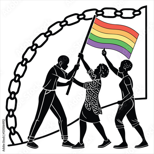 silhouette International Day Against Homophobia, Transphobia and Biphobia on white background