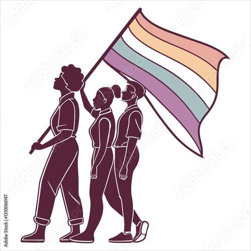 silhouette International Day Against Homophobia, Transphobia and Biphobia on white background