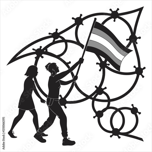 silhouette International Day Against Homophobia, Transphobia and Biphobia on white background