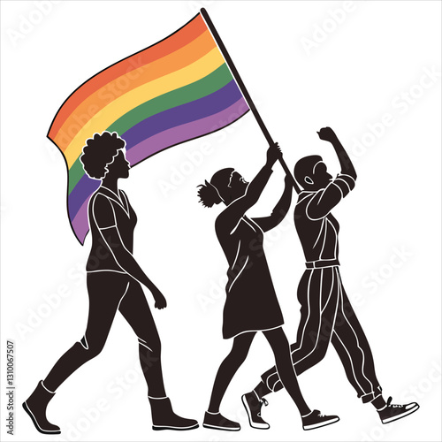 silhouette International Day Against Homophobia, Transphobia and Biphobia on white background