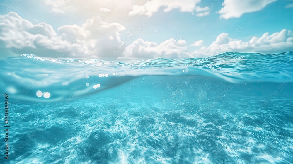 Fototapeta premium coral blue water background, underwater life, underwater scenery, blue water background