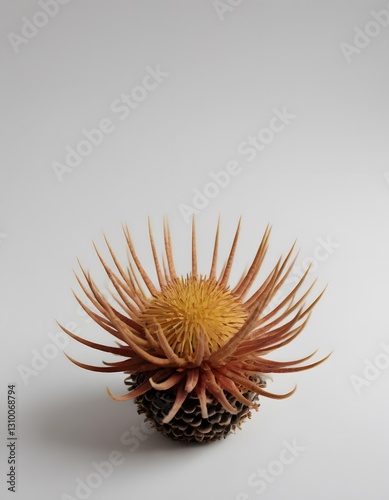 An isolated dried flower arrangement on a white background.