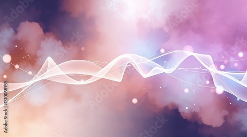 Abstract flowing waves with soft pastel colors and bokeh effects background