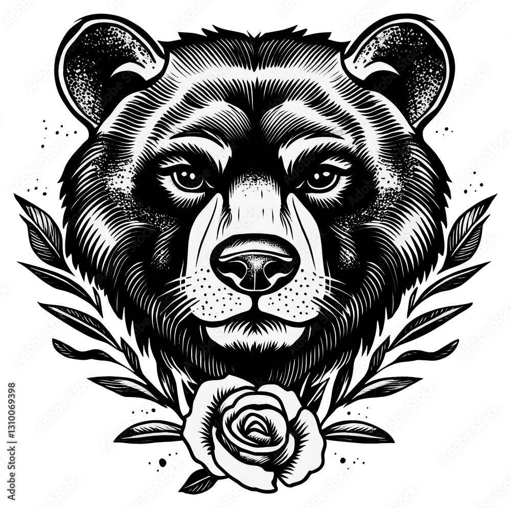 Fototapeta premium PNG Bear face art illustration animal.