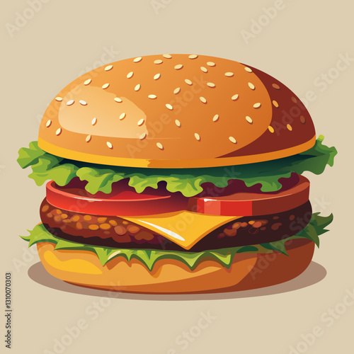 A close-up view of a sesame seed burger bun on a neutral background
