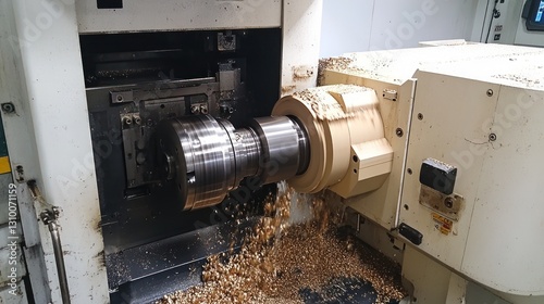 CNC machine cutting wood in a workshop