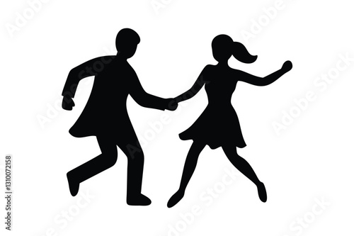 Energetic Dance Duo Silhouettes in Motion