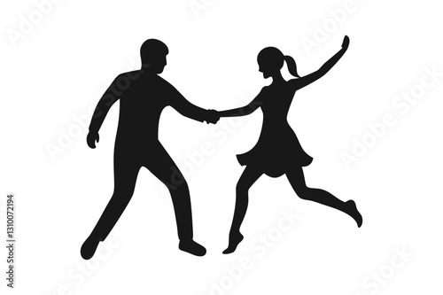 Energetic Dance Duo Silhouettes in Motion