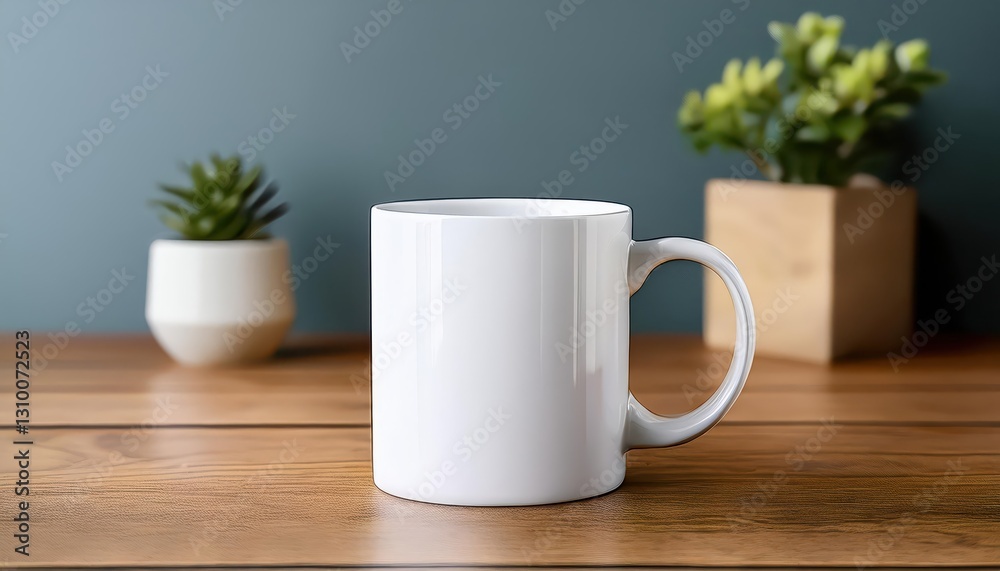 Minimalist Blank White Mug Perched atop Rustic Wooden Table in Cozy Home Setting, Perfect for Modern Design and Digital Art Minimalist Blank White Mug Perched atop Rustic Wooden Table in Cozy Home Setting, Perfect for Modern Design and Digital Art