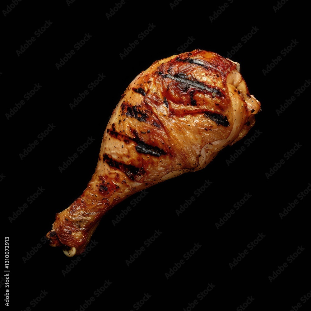 Crispy grilled chicken and roast drumsticks on dark