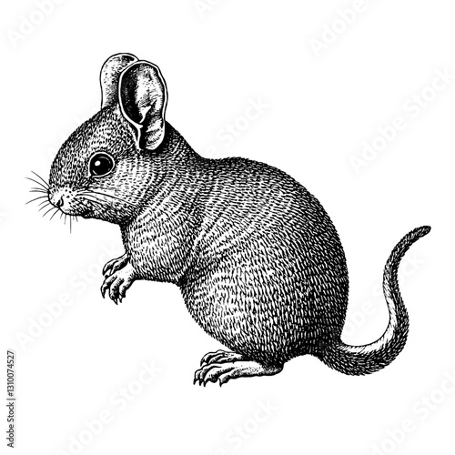 Engraved illustration of a charming rodent captured in intricate detail, embodying nature's delicate beauty as a tattoo design