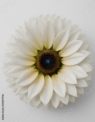 A single, unblended white daisy flower against a white background.