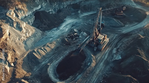 Aerial view of mining operation in quarry