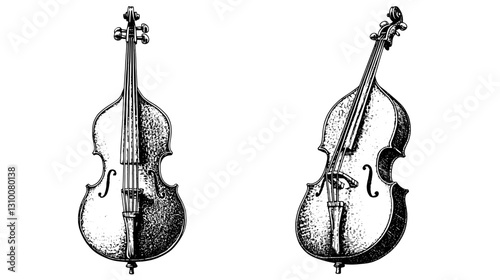 Intricate vector illustration of a classical cello, showcasing detailed craftsmanship and artistic design for tattoo inspiration