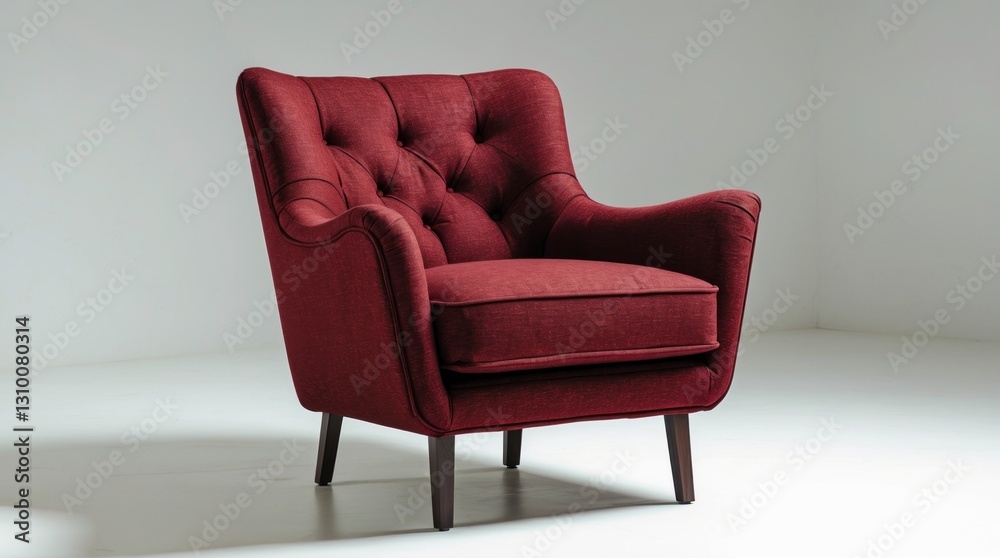 Elegant Red Button Tufted Armchair Modern Living Room Furniture Elegant Red Button Tufted Armchair Modern Living Room Furniture
