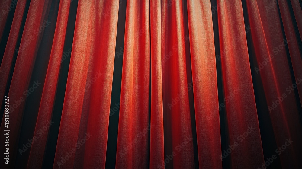 Fototapeta premium Draped Red Curtain: Texture and Light Play on Fabric