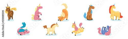 Funny Unicorn Mythological and Magical Creature Vector Set