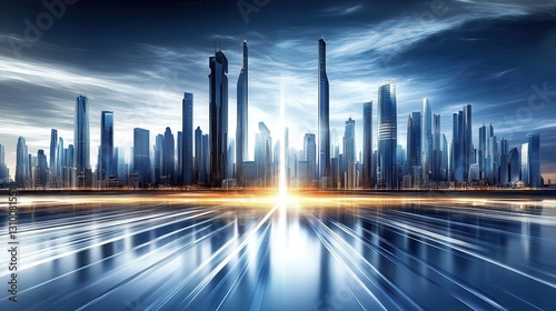 A visionary skyline showcasing sustainable skyscrapers.