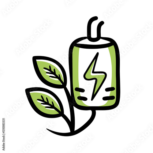 Bio-energy icon with leaves, eco-friendly concept
