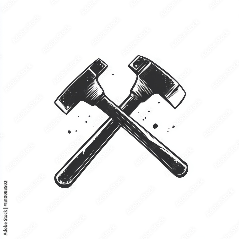 Hammer and wrench symbol. Contemporary illustration, flat style Hammer and wrench symbol. Contemporary illustration, flat style