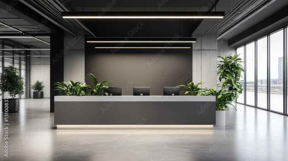 Contemporary office entrance showcasing minimalistic design.