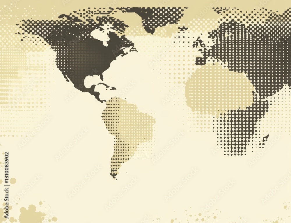 Fototapeta premium A current illustration of the North and South American continents with a dotted design on a white background