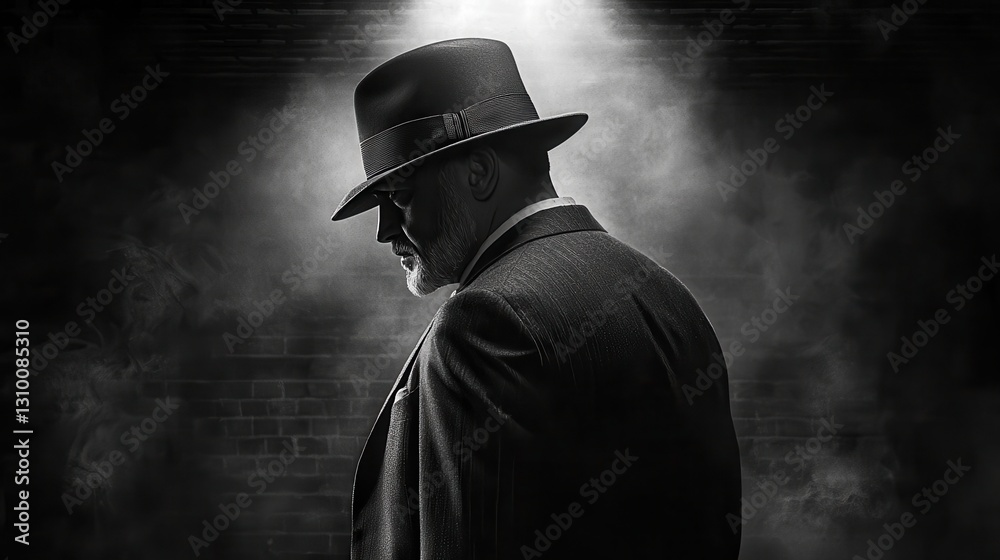 Vintage noir atmosphere with dark backgrounds.