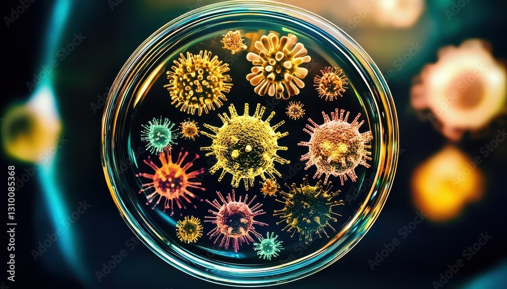 A vibrant representation of bacterial growth in laboratory settings.