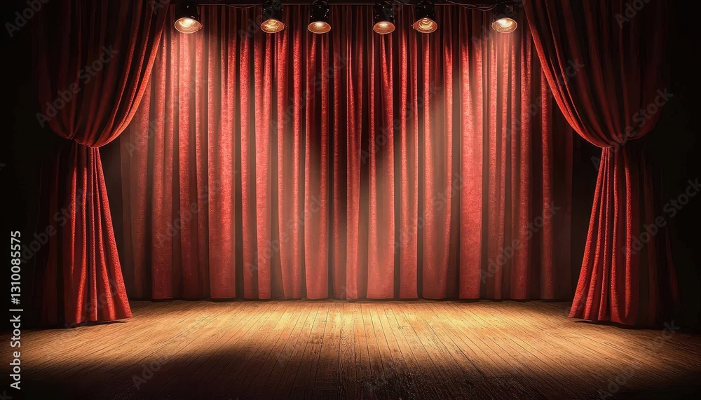 Captivating theater ambiance highlighted by the vibrant red curtain drape.