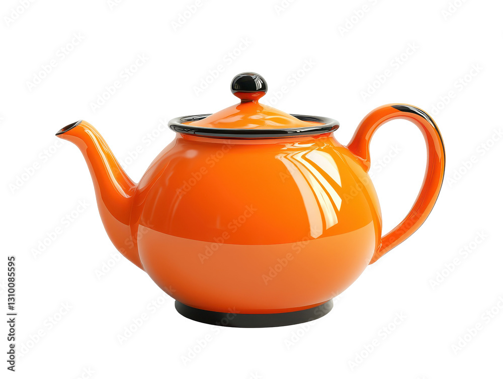 Isolated Orange Teapot with Black Accents and Base Isolated Orange Teapot with Black Accents and Base