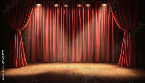 Obraz na płótnie Captivating theater ambiance highlighted by the vibrant red curtain drape. w salonie