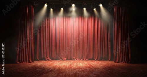 Obraz na płótnie Captivating theater ambiance highlighted by the vibrant red curtain drape. w salonie