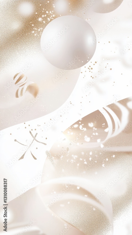 Abstract luxurious background in gold and white with soft textures and shapes, creating serene and elegant atmosphere Abstract luxurious background in gold and white with soft textures and shapes, creating serene and elegant atmosphere