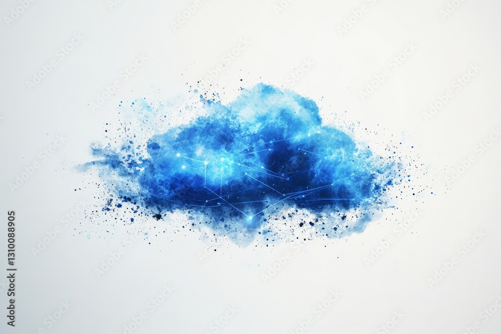 Obraz premium Online clouds featuring data points and network pathways