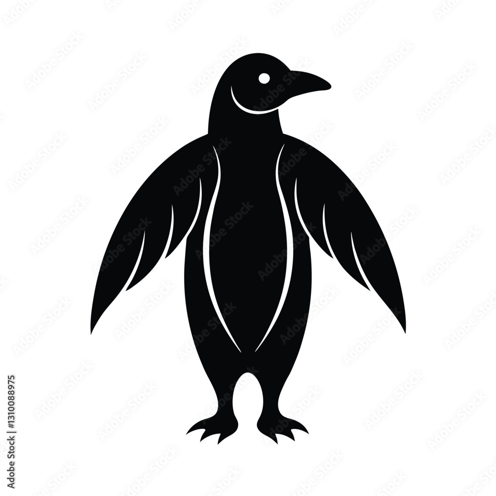 Fototapeta premium Penguin silhouette vector art illustration.