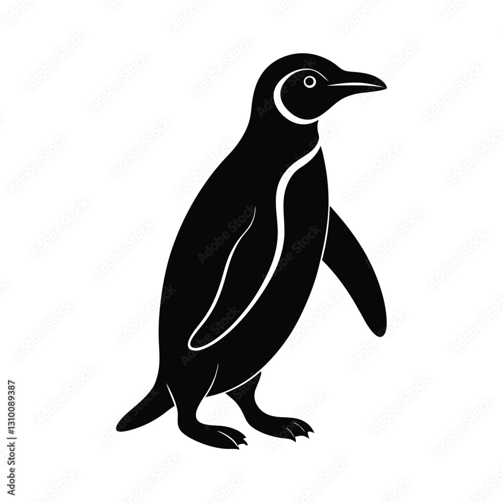 Naklejka premium Penguin silhouette vector art illustration.