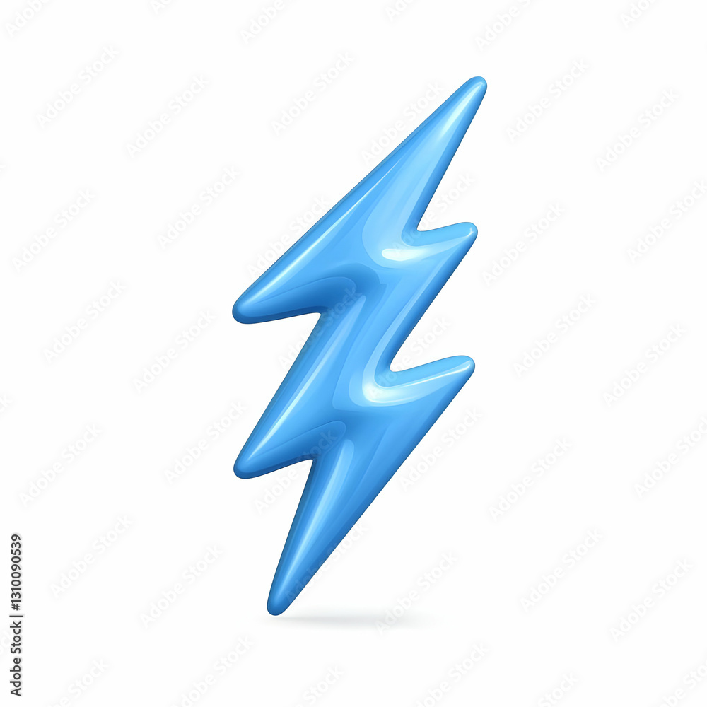 Blue Lightning Bolt Icon Featuring Glossy 3D Design and Modern Style Blue Lightning Bolt Icon Featuring Glossy 3D Design and Modern Style