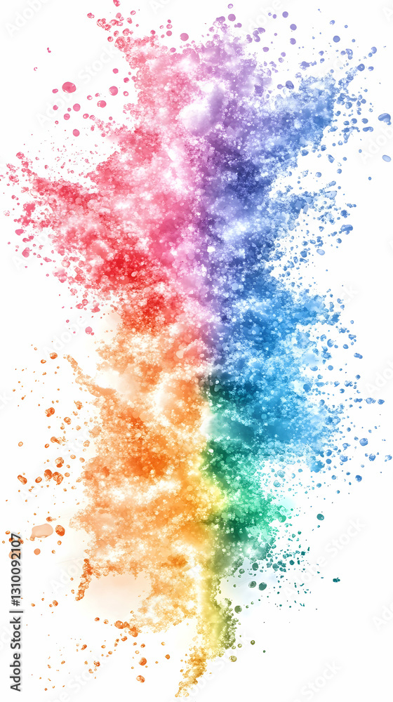 Vibrant rainbow powder explosion, colorful splatter Vibrant rainbow powder explosion, colorful splatter