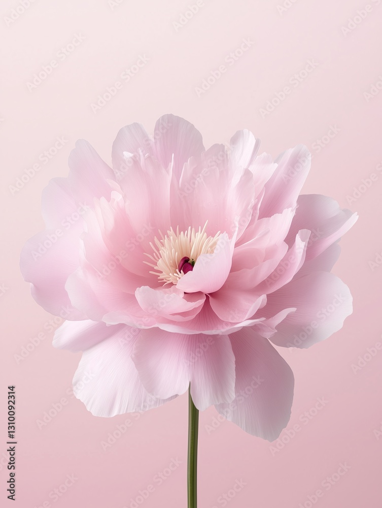 Obraz premium Delicate pink flower with soft petals against a pastel background