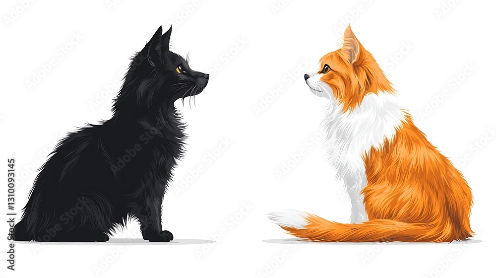 Obraz premium Black & Orange Cat Illustration